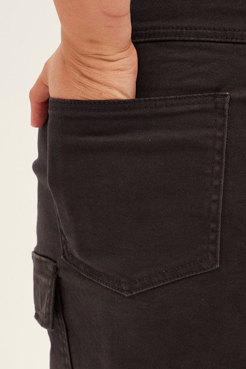 Grey Cargo Skirt Mini Side Pocket Cotton