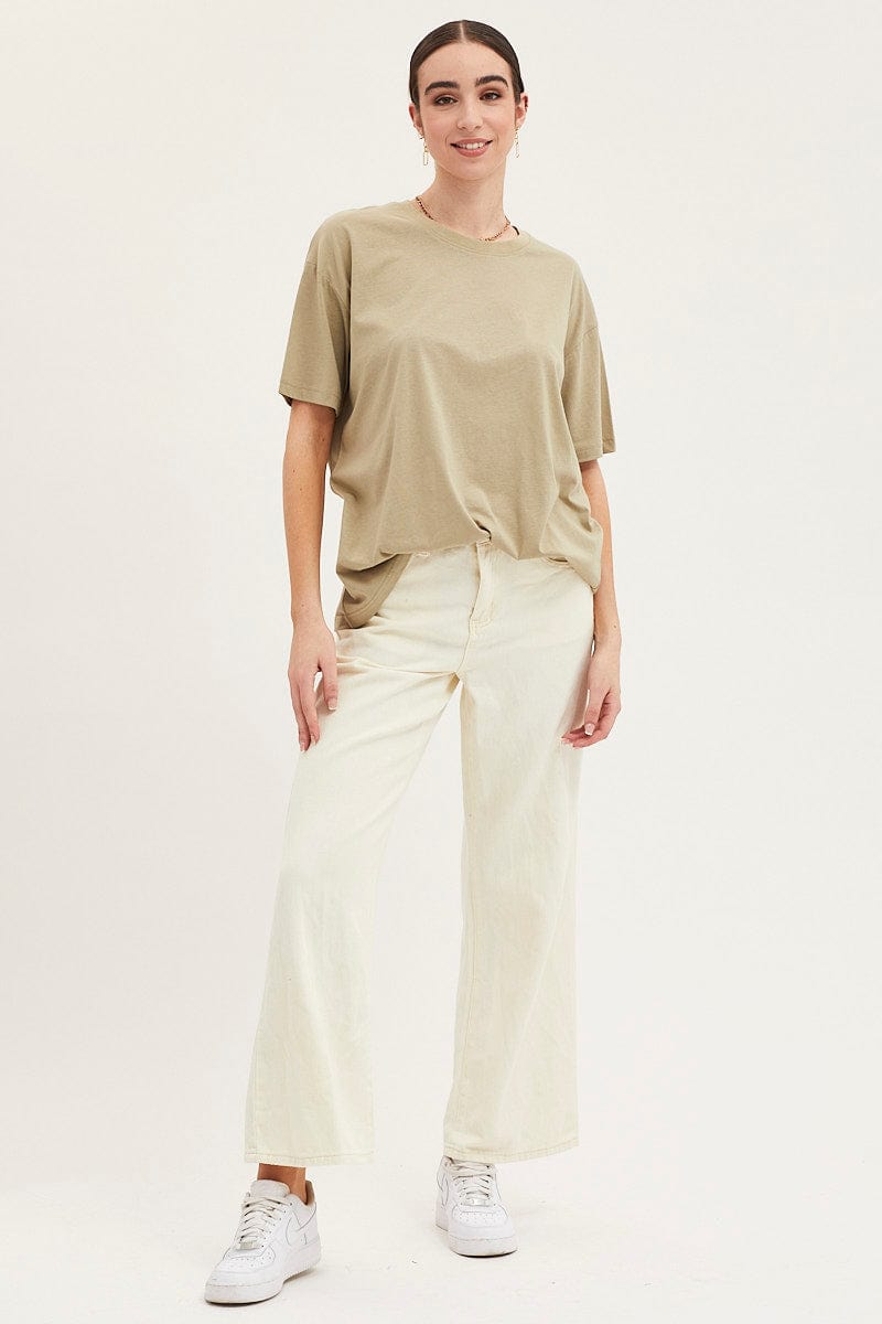 Green Oversized T Shirt Short Sleeve Crew Neck