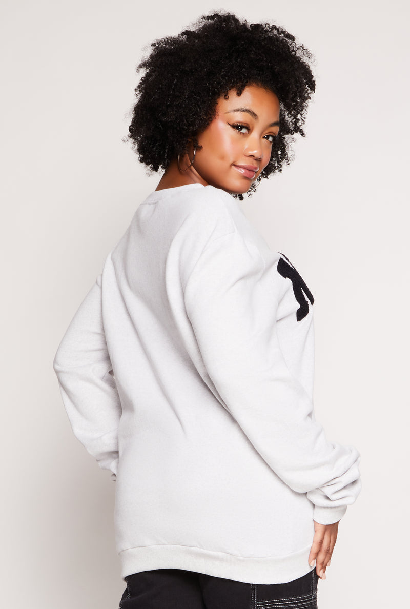 Plus Size Nope Chenille Graphic Sweatshirt