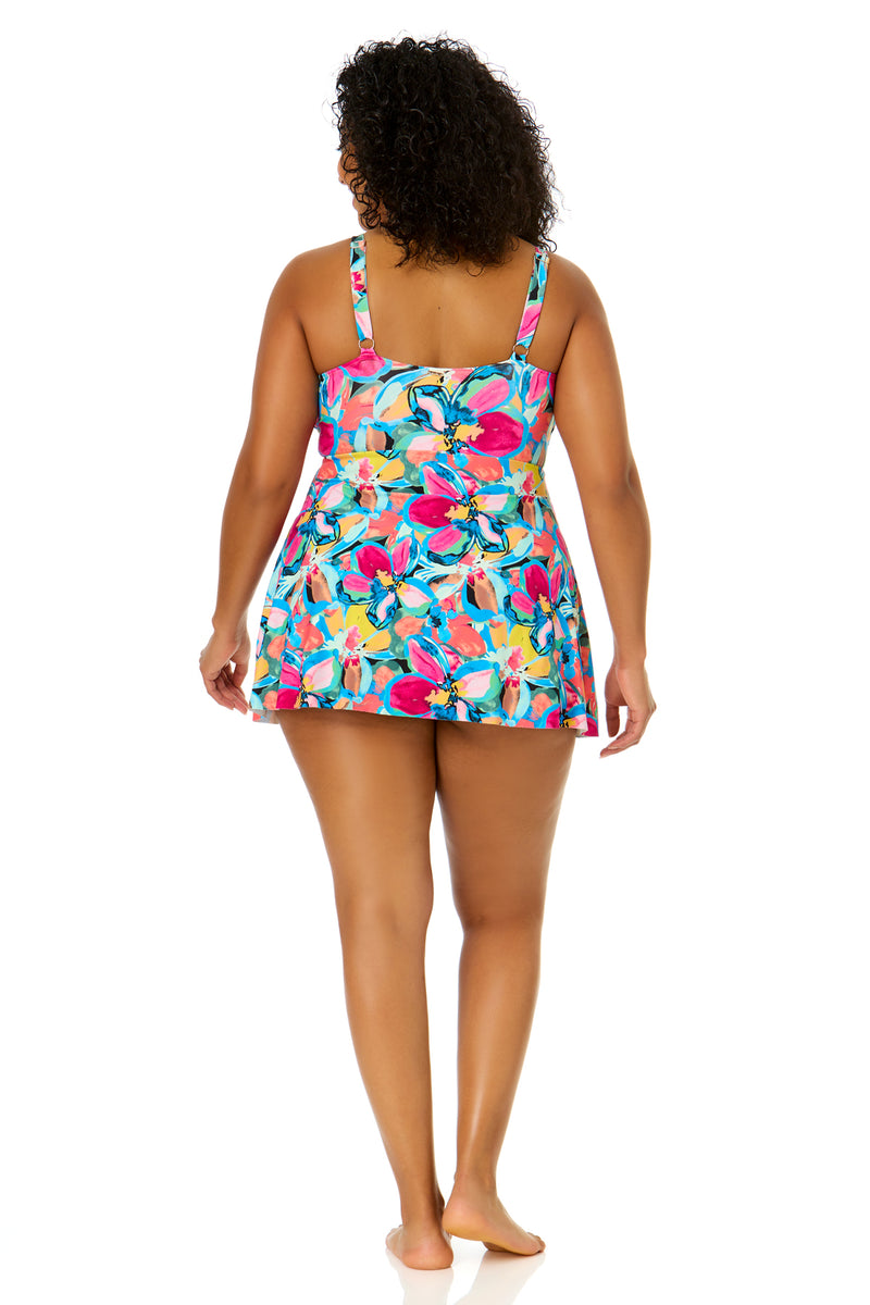 Women's Plus Size Amalfi Floral Swim Dress With Skirted Bottom
