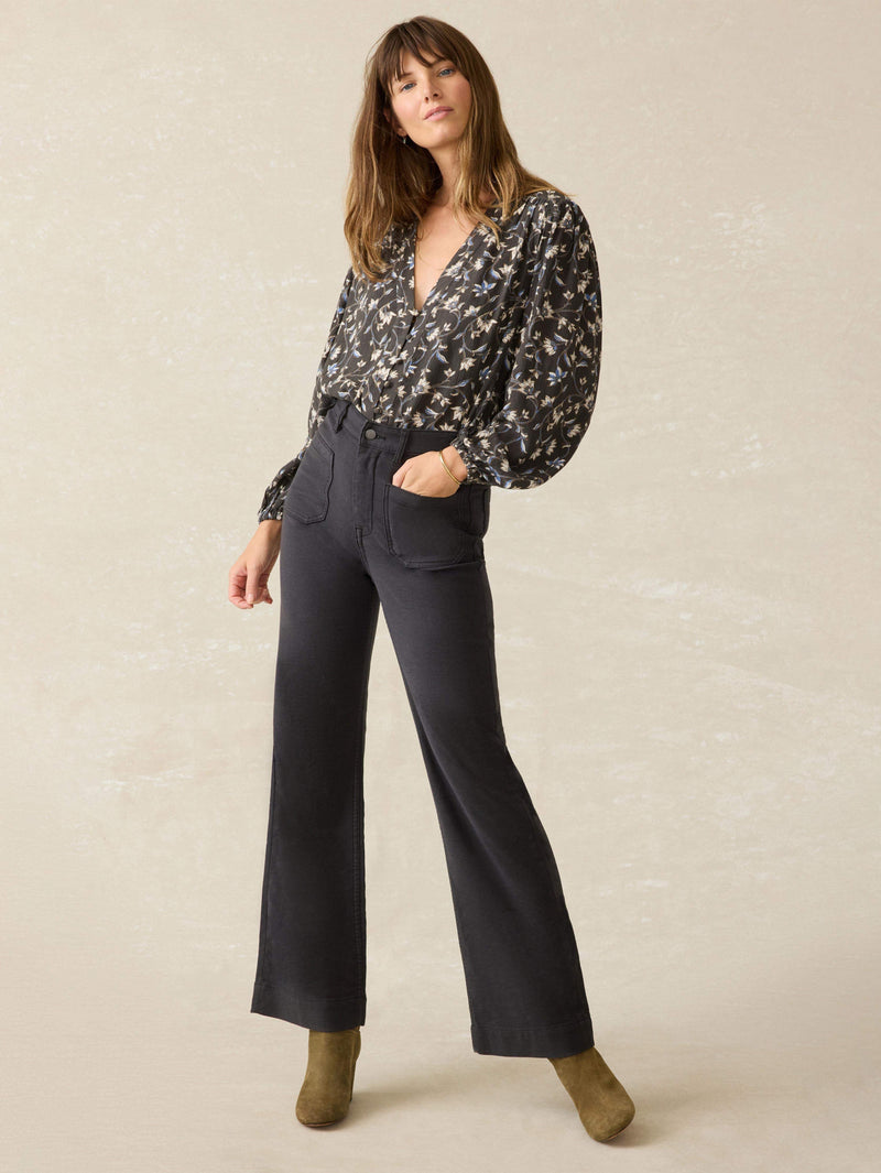 Stretch Terry Patch Pocket Pant - Washed Black