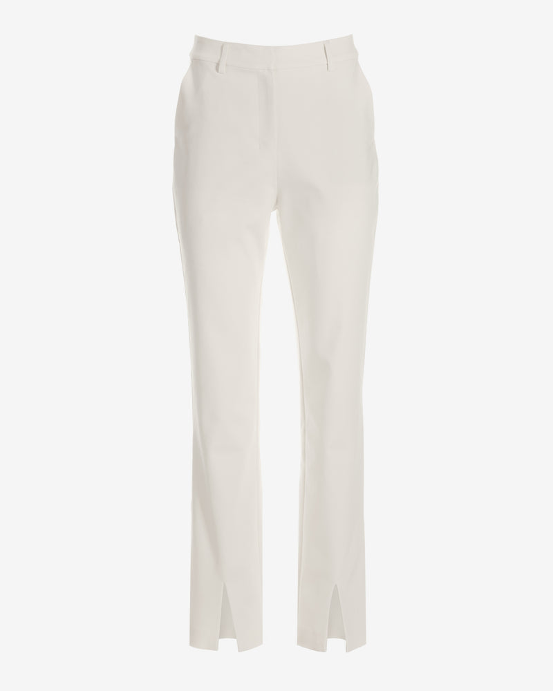 Newport Modern Slim Straight Leg Slit Front Trouser Pant Ivory