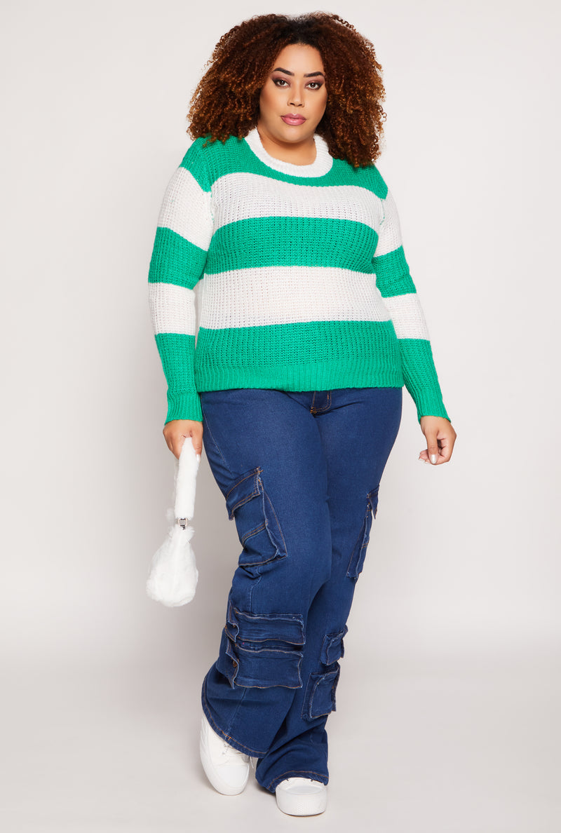 Plus Size Striped Pullover Sweater