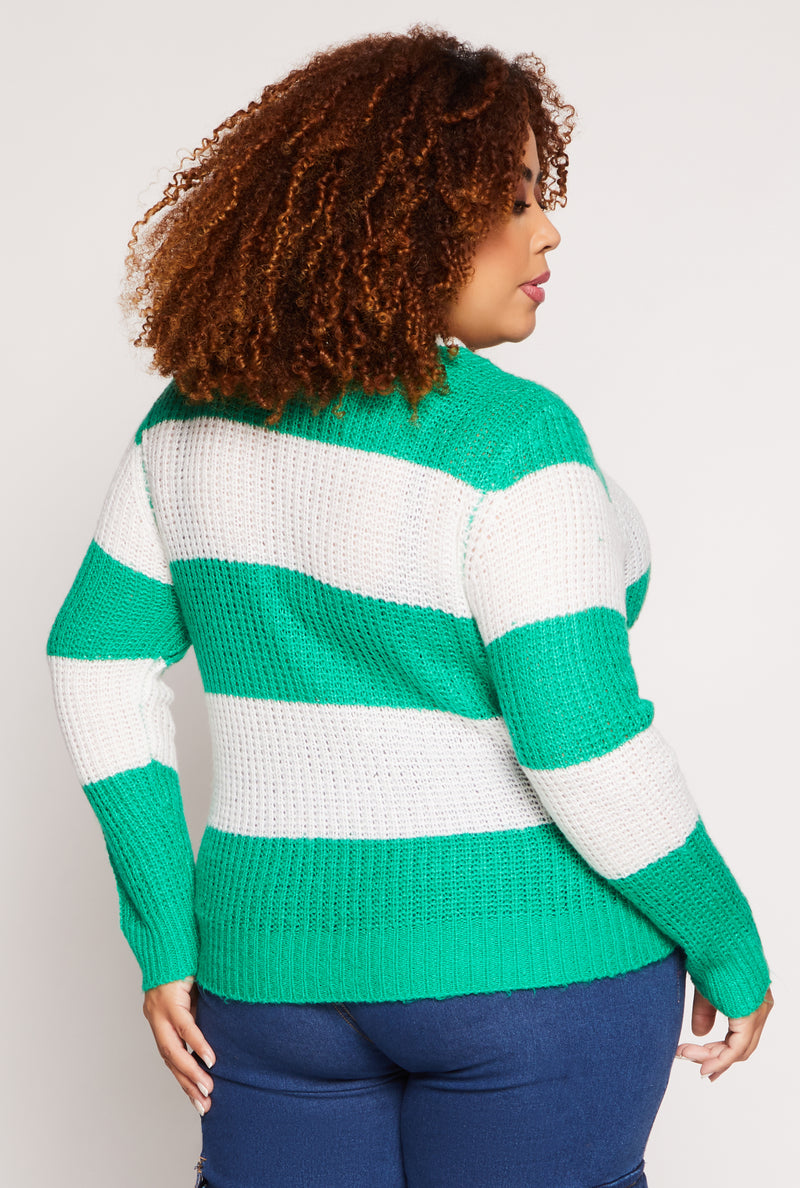 Plus Size Striped Pullover Sweater