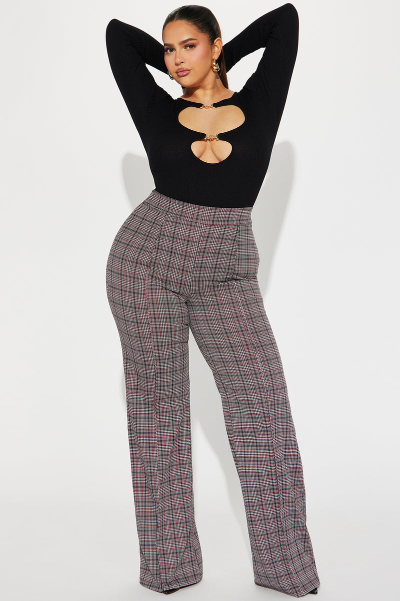 Victoria High Waisted Dress Pant - Black/Red