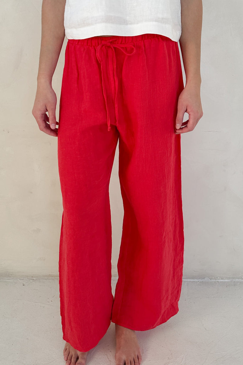Sunkissed Linen Pants in Americana Red