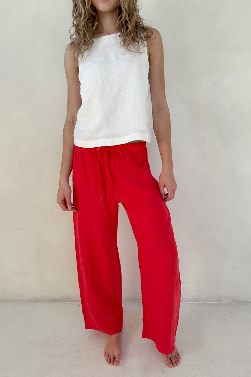 Sunkissed Linen Pants in Americana Red