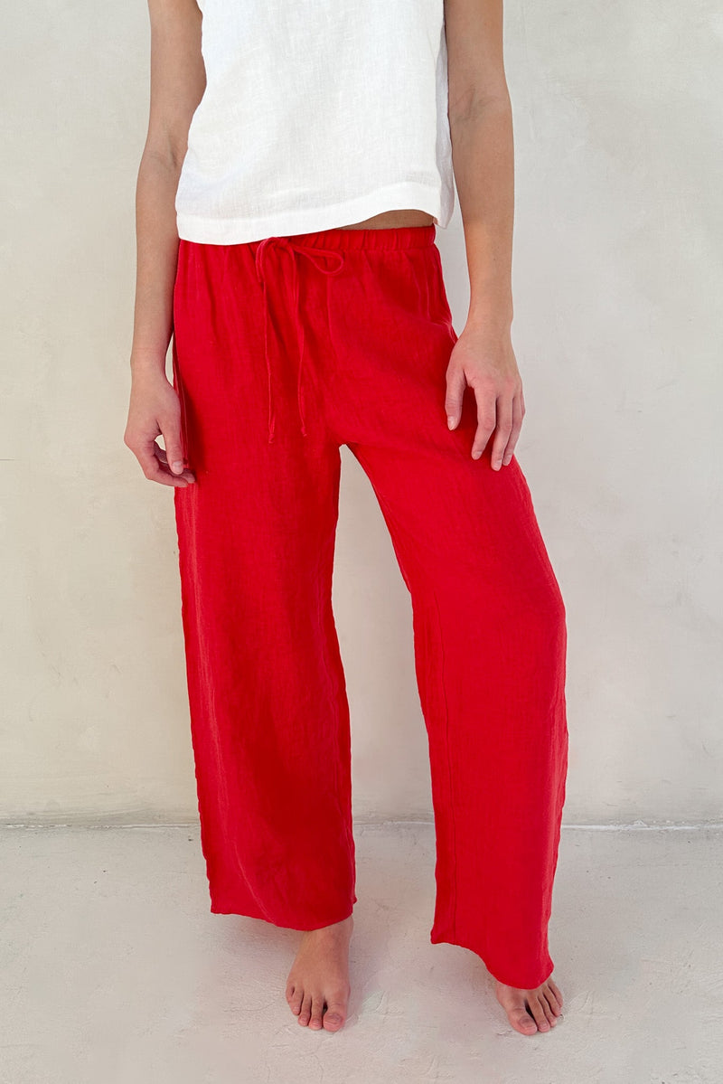 Sunkissed Linen Pants in Americana Red