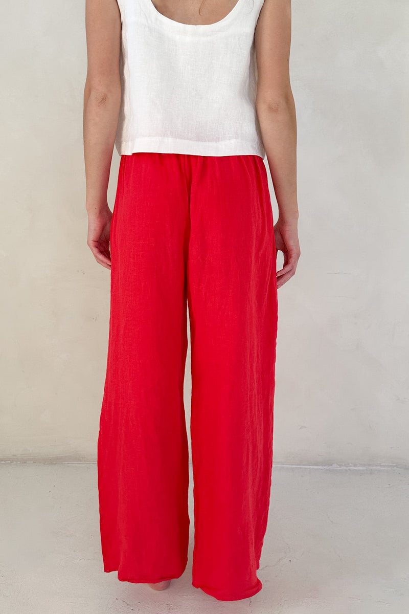 Sunkissed Linen Pants in Americana Red