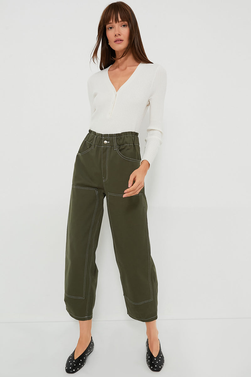Olive Organic Barrel Work Pant