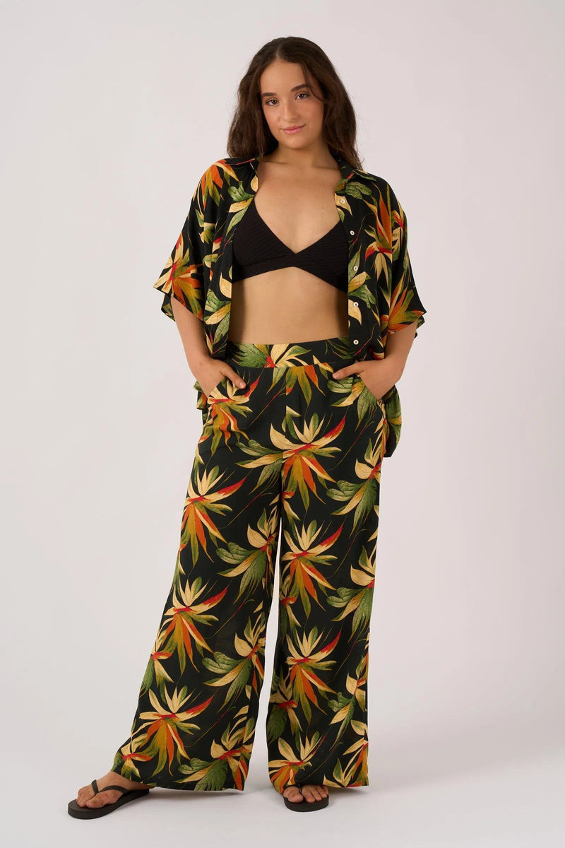 Sustainable Viscose Wide Leg Pant With Pockets - Black Tropico