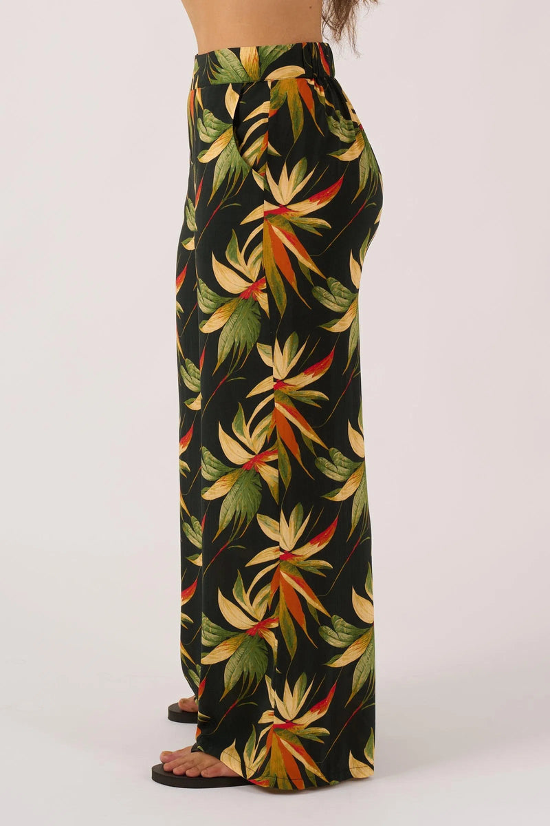 Sustainable Viscose Wide Leg Pant With Pockets - Black Tropico