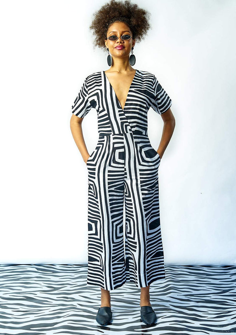 Wrap Body Jumpsuit - Monochrome