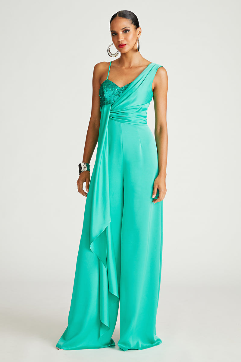 Khi Jumpsuit In Satin & Sequin