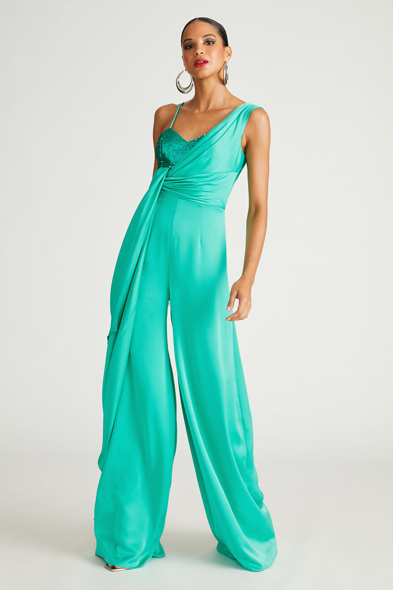 Khi Jumpsuit In Satin & Sequin