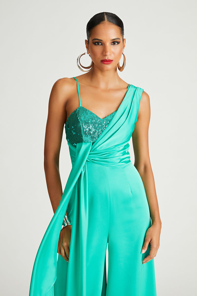 Khi Jumpsuit In Satin & Sequin