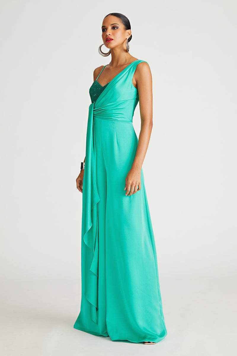 Khi Jumpsuit In Satin & Sequin