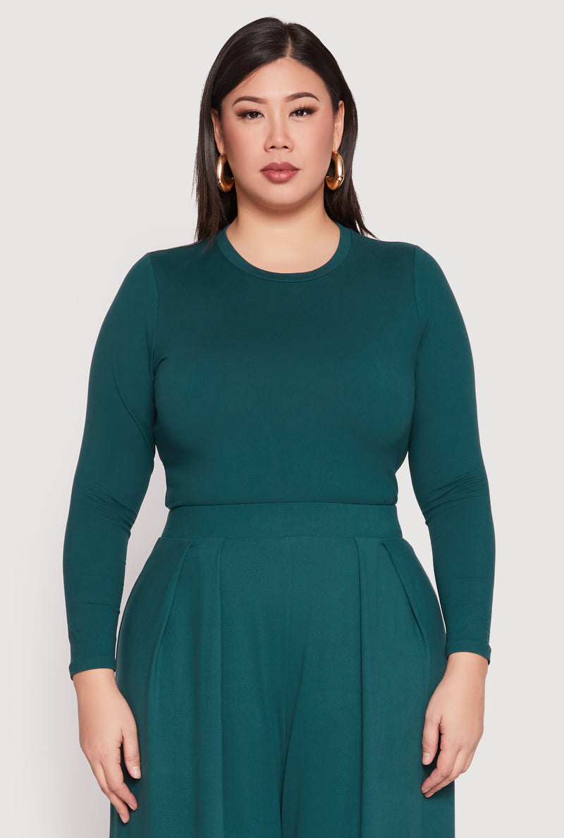 Plus Size Soft Knit Long Sleeve Top