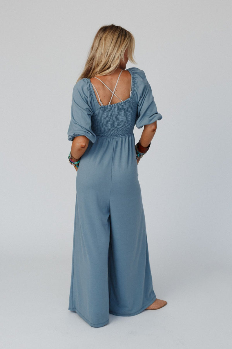 The Nest Nick Of Time Smocked Jumpsuit - Gunmetal