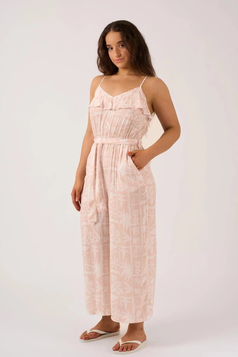 Sustainable Viscose Frill Jumpsuit - Nude Tiki