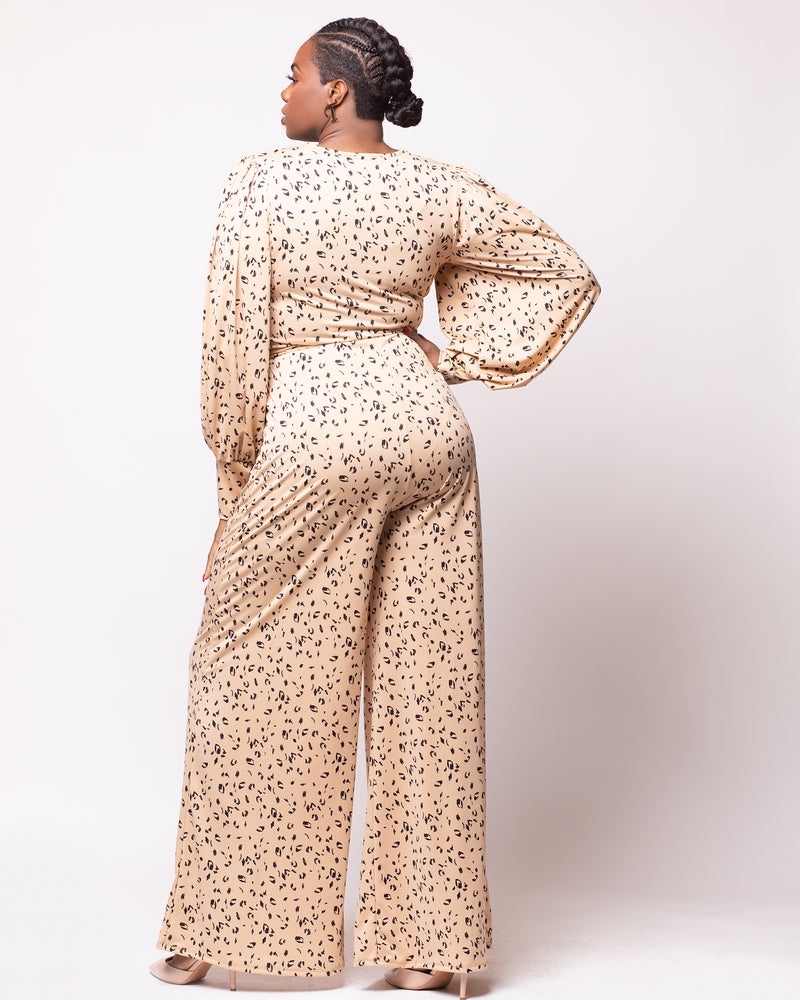 Tall Tan Animal Printed Jumpsuit (FINAL SALE)