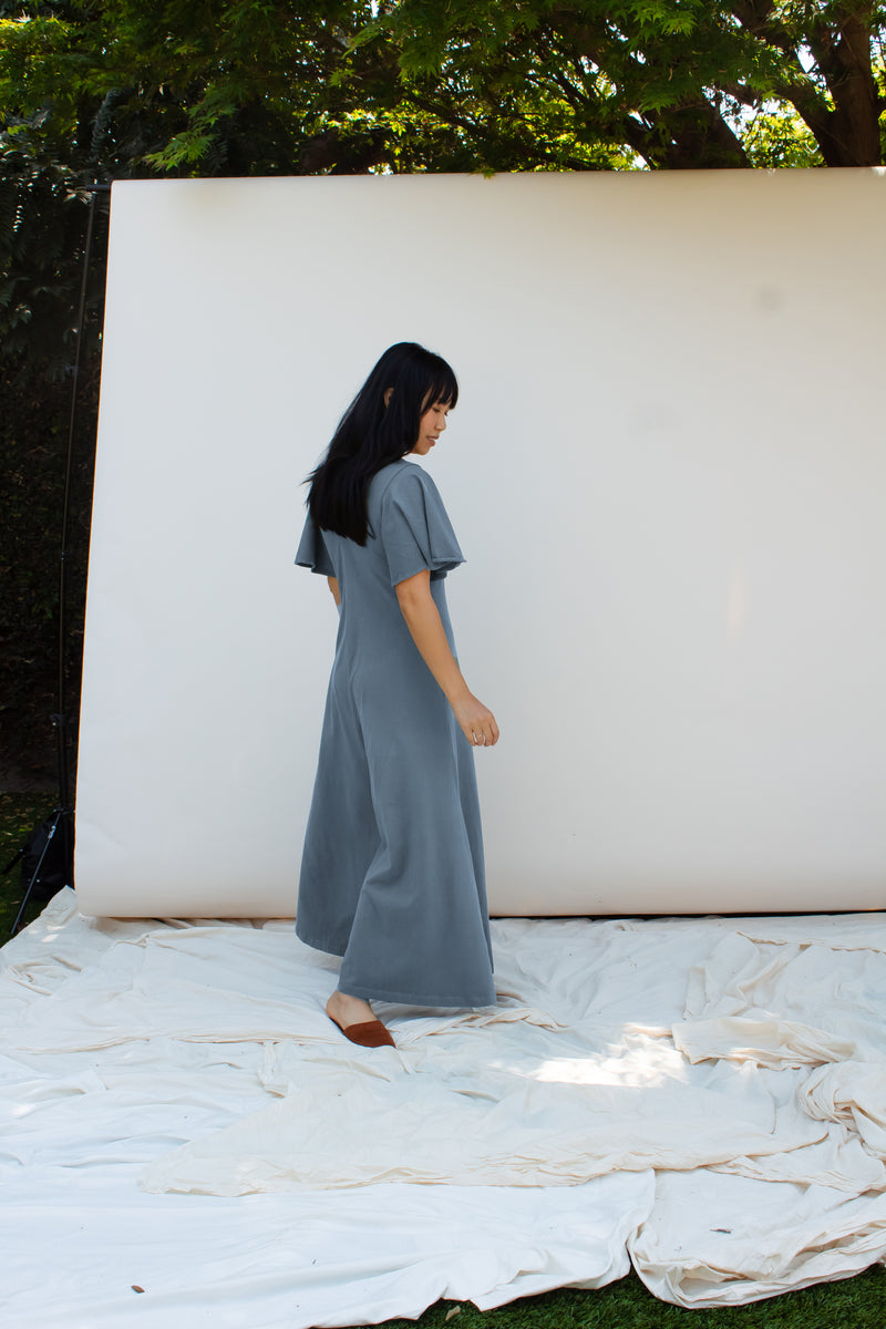 SAMPLE SALE | Villa Flutter Sleeve Jumpsuit - Dusty Blue