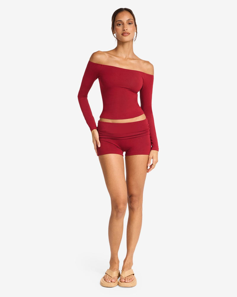 Foldover Yoga Short | Cherry