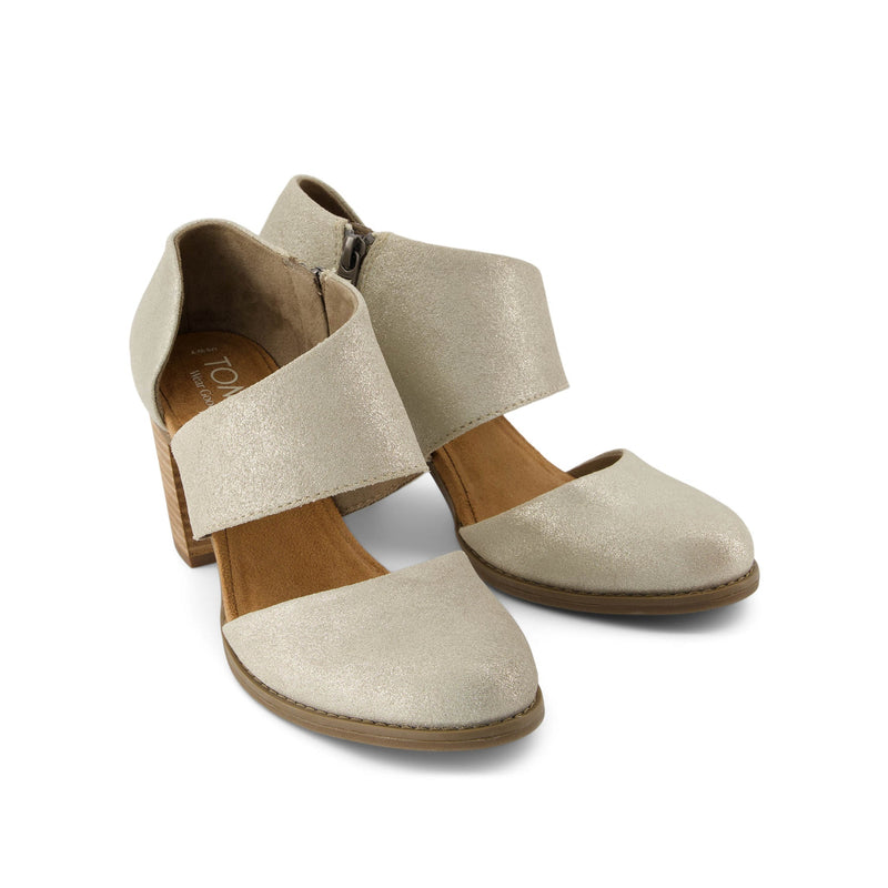 Milan Champagne Metallic Suede Closed Toe Heel