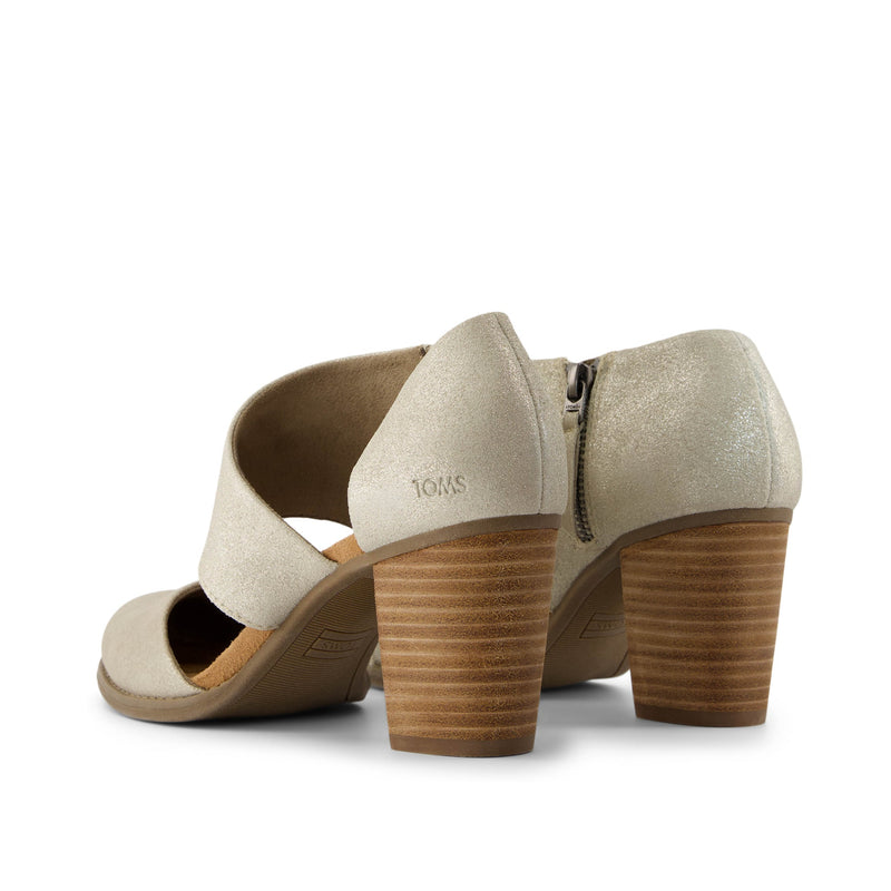 Milan Champagne Metallic Suede Closed Toe Heel
