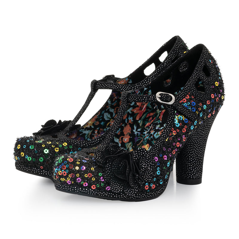 Valerie Sequin T-Bar High Heels by Ruby Shoo