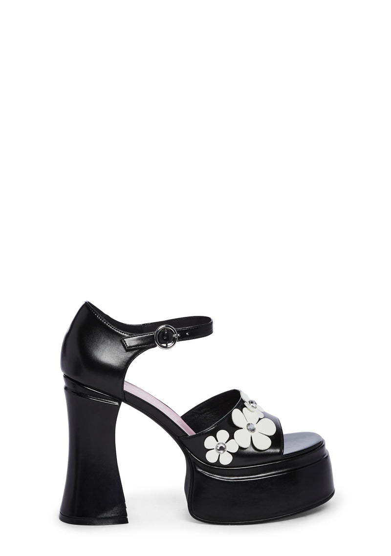 Power Play Peep Toe Heels - Black