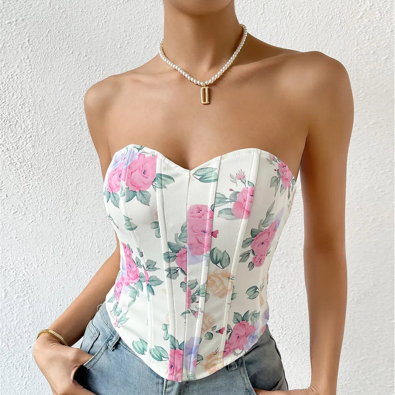 Jazmine Pink Floral Corset Top