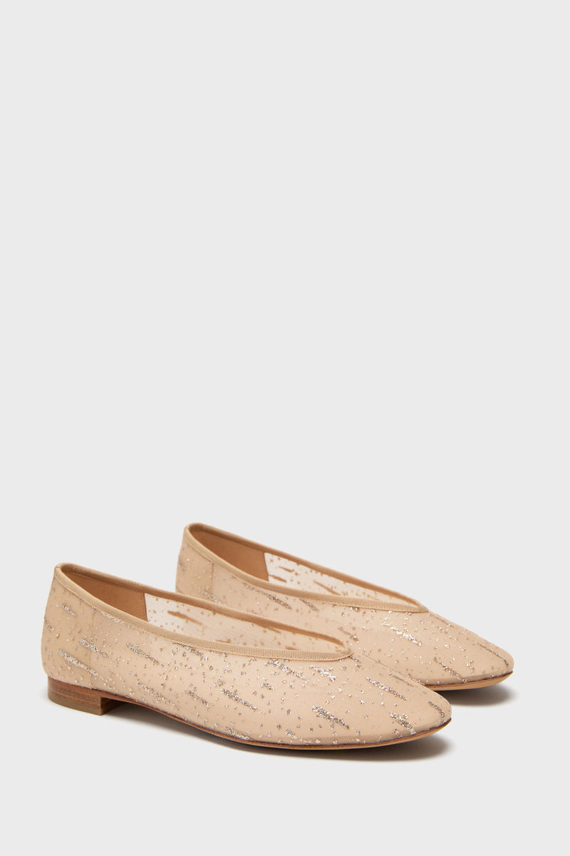 Nude Glitter Mesh Nina Flats