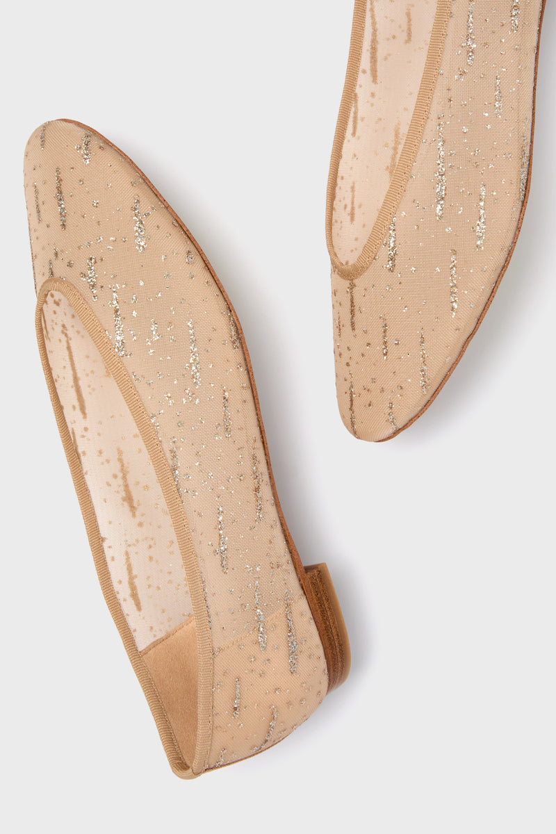 Nude Glitter Mesh Nina Flats