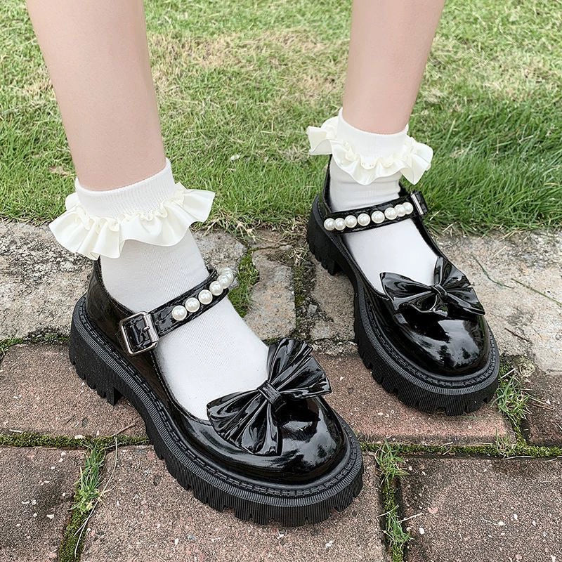Pearl Mary Jane Leather Femboy Shoes