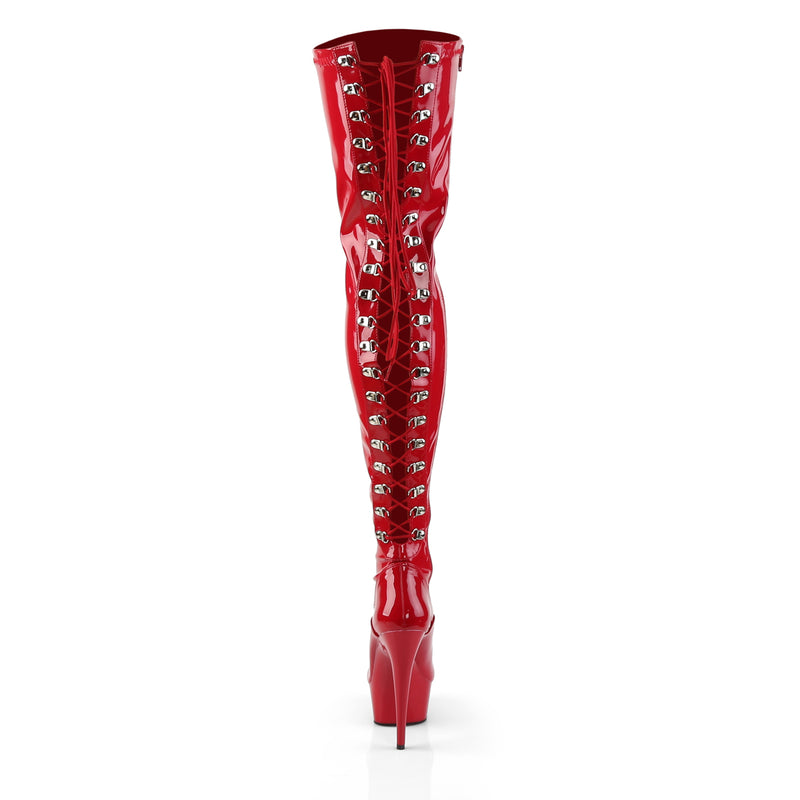 DELIGHT-3063 Pleasers 6 Inch Heel Red  Stripper Platforms High Heels