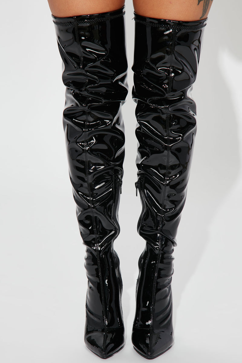 After Dark Over The Knee Boots - Black