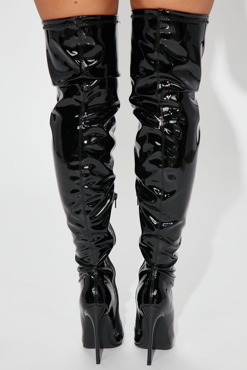 After Dark Over The Knee Boots - Black