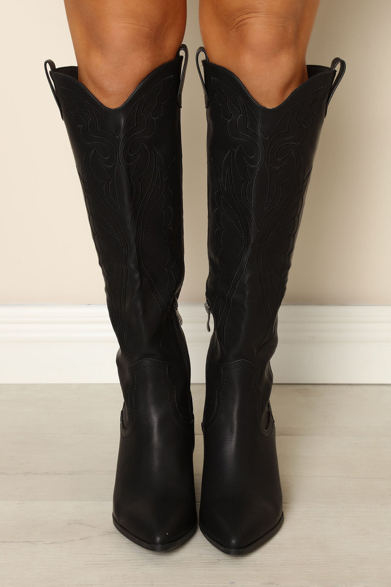 Always A Good Time Knee High Boots - Black
