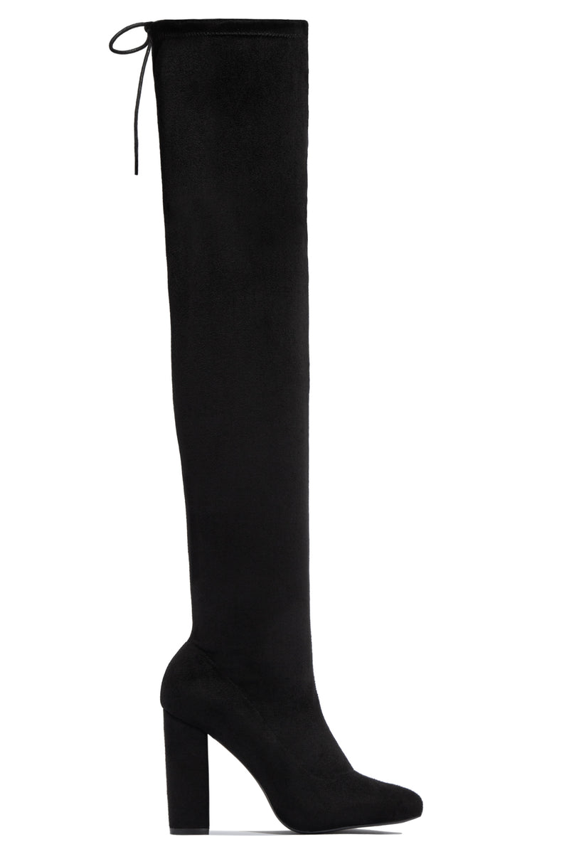 Set The Bar Over The Knee Block High Heel Boots - Black