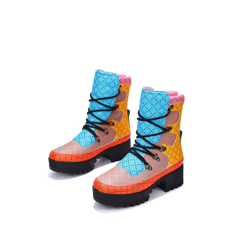 Cape Robbin Nunca Combat Platform Boots with Chunky Block Heels, Womens High Tops Boots