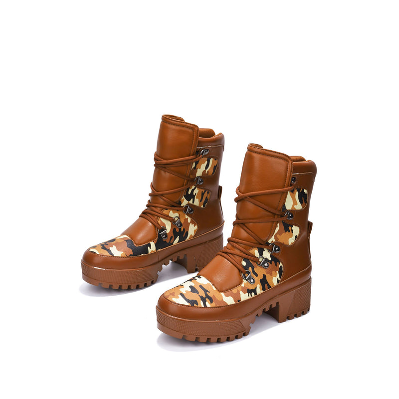 Cape Robbin Nunca Combat Platform Boots with Chunky Block Heels, Womens High Tops Boots