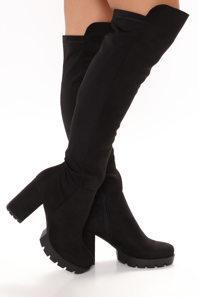 Out In The World Heeled Boots - Black