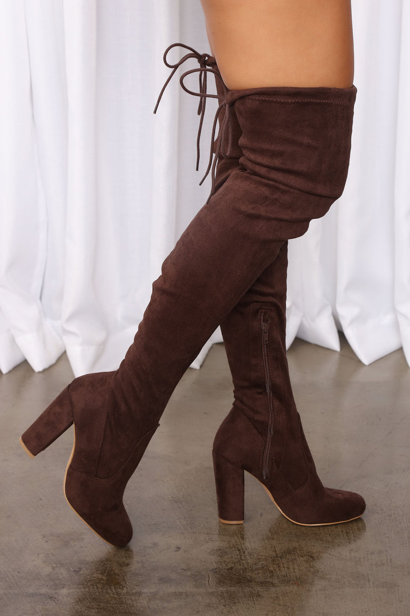 Pretty In Thigh High Boots - Chocolate