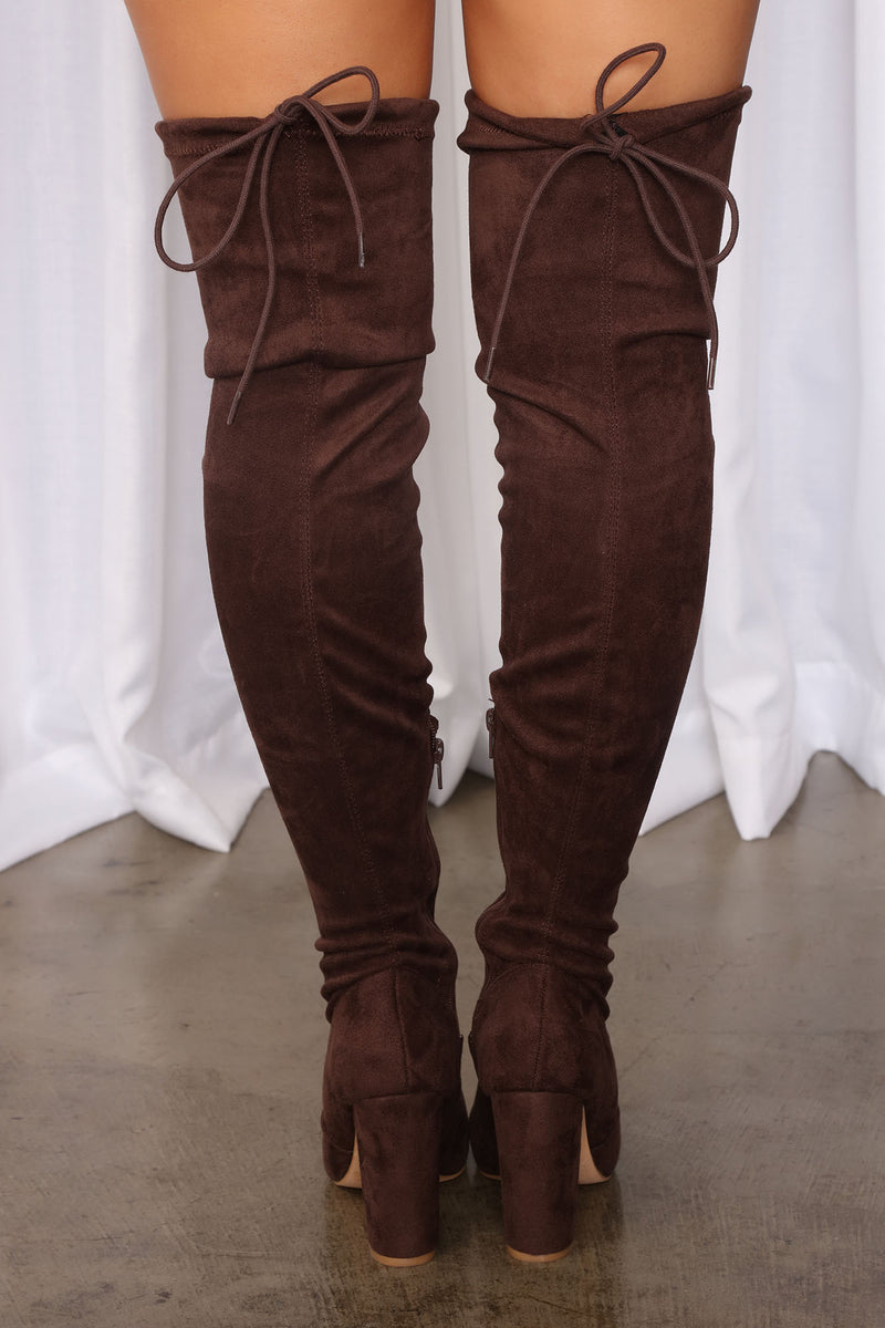 Pretty In Thigh High Boots - Chocolate