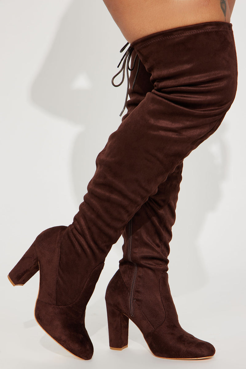 Pretty In Thigh High Boots - Chocolate