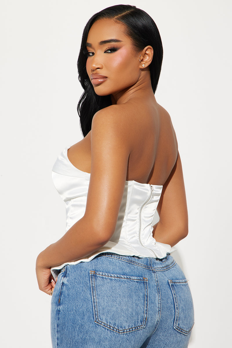 Best Of Me Satin Corset Top - White