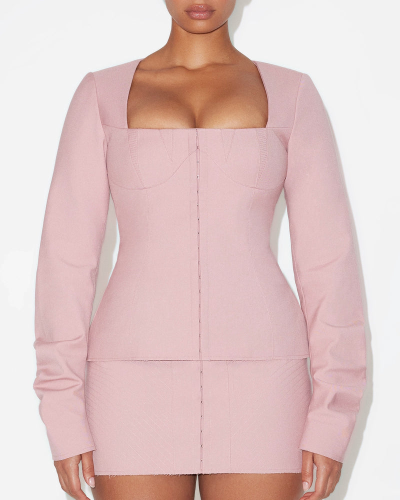 Long Sleeve Corset Top | Blush