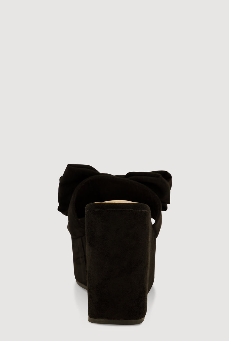 Bow Platform Wedge Slide Sandals
