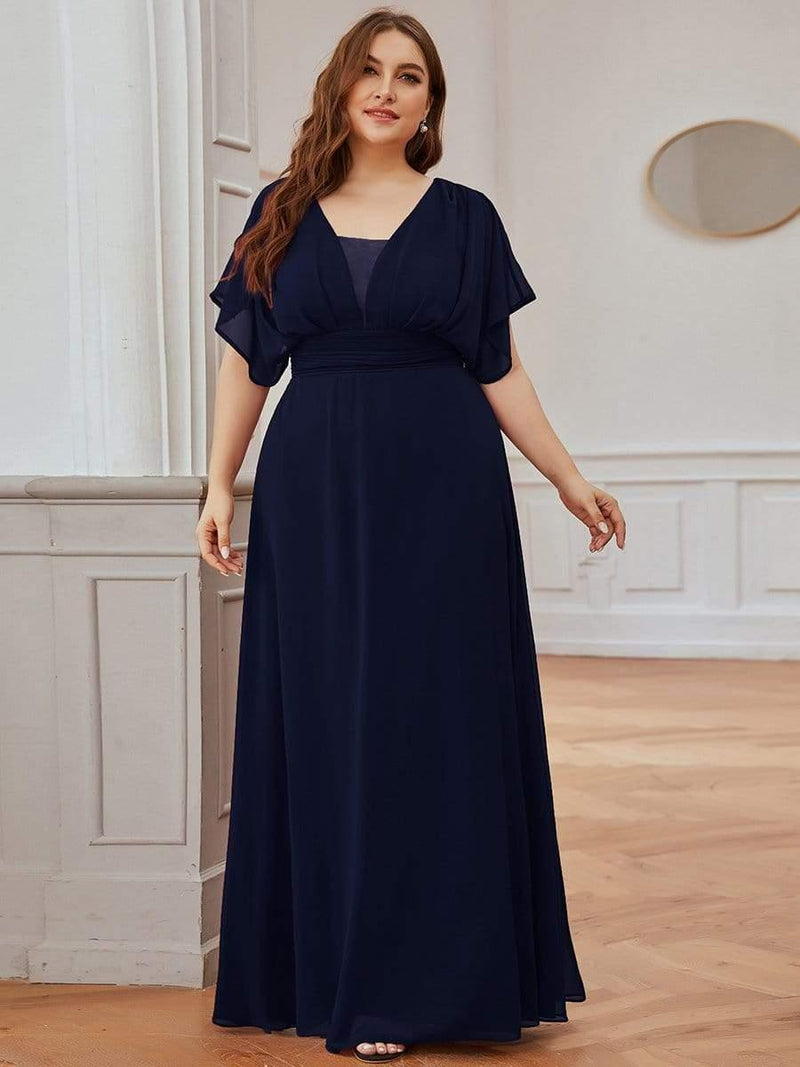 pretty AMBRYN|Plus Size Empire Waist Chiffon Formal Maxi Evening Dress